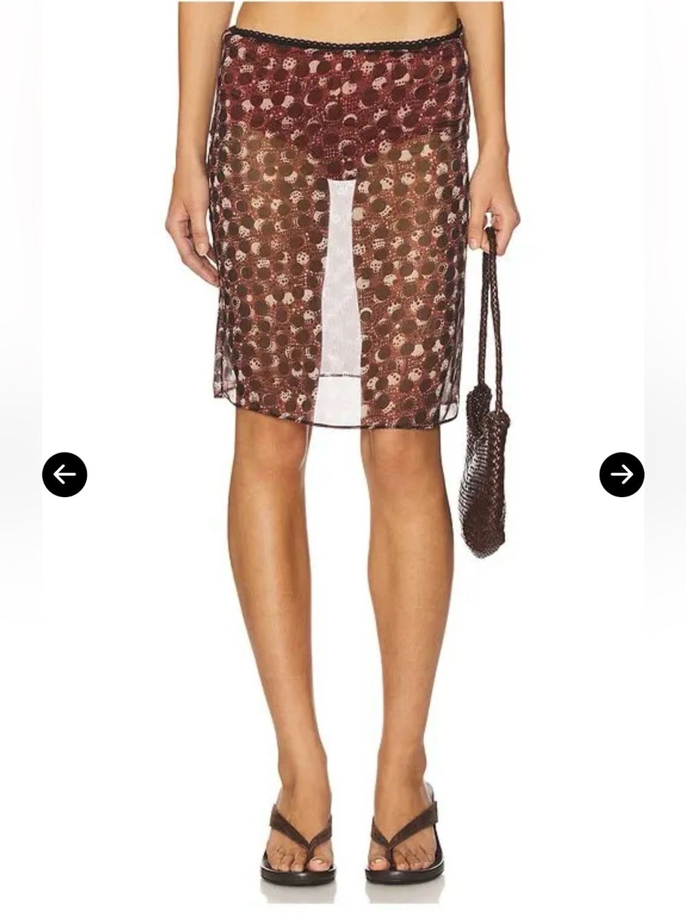 SIEDRES Burgundy Polka-Dot A-Line Skirt